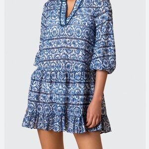 Shoshanna Navy and White Patterned Swim Cover-Up